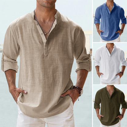👔Ограничена отстъпка -47%🔥【S-5XL】Нова мъжка риза, смес от памук и лен, широка и дишаща.
