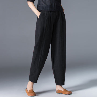 🌿50% de descuento🔥【40-120 kg】Pantalones de mujer de pierna ancha de algodón y lino en tallas grandes ✅️Pago contra entrega