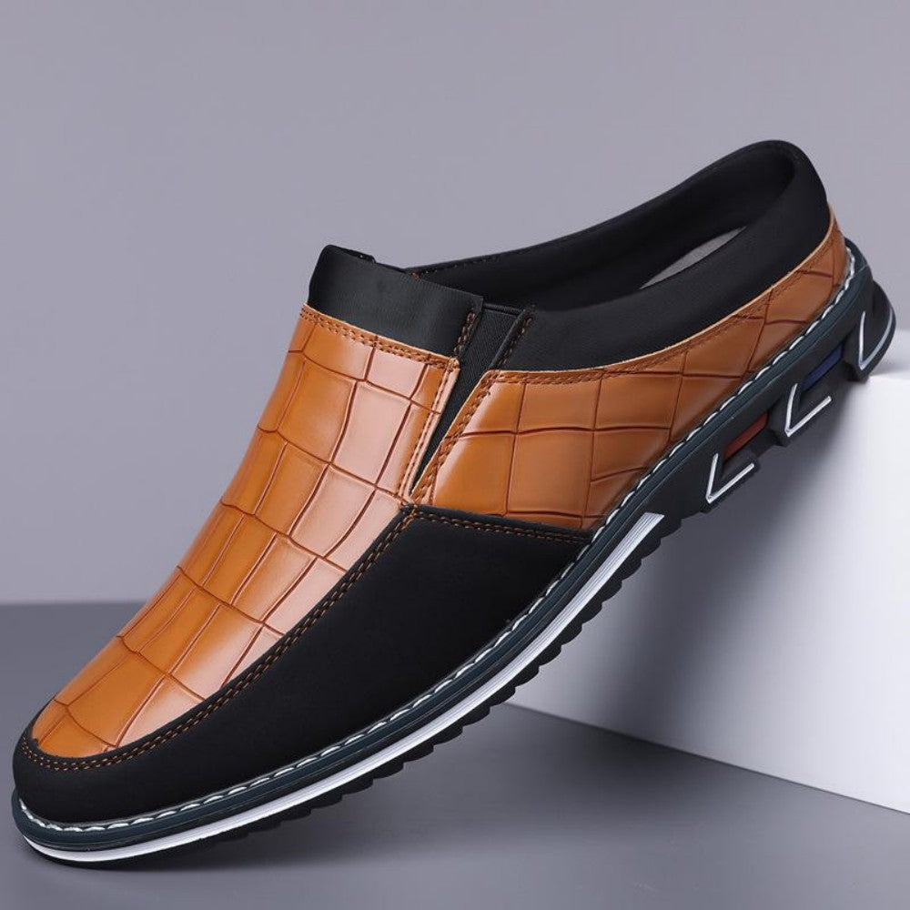 👞Плащане при доставка✅️【38-50】Пълен размер Най-продавани мъжки кожени чехли до средата на прасеца, удобни и дишащи