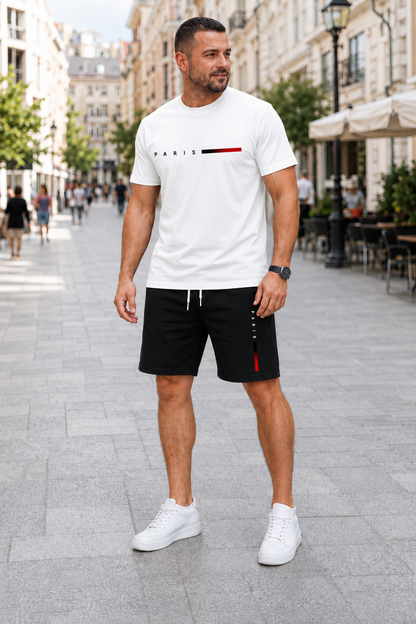 🔥👌【Pago contra entrega✅】Conjunto deportivo de verano de dos piezas para hombre: camiseta de manga corta y pantalones cortos cómodos, ideales para el uso diario y para estar en casa de forma informal.