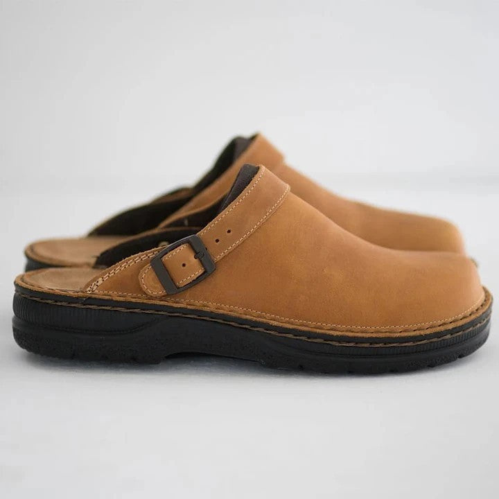 👞 Pago contra entrega✅【38-48】Pantuflas de cuero natural, suela suave, muy cómodas de llevar ✅Unisex ✅2 unidades con un 70% de descuento
