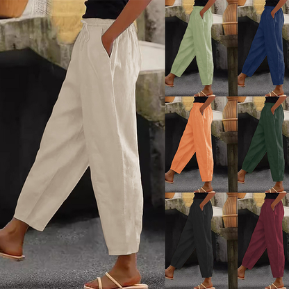 😍💕50% zľava💕【40-120kg】Dámske ležérne nohavice z bavlny a ľanu ✅Platba pri doručení