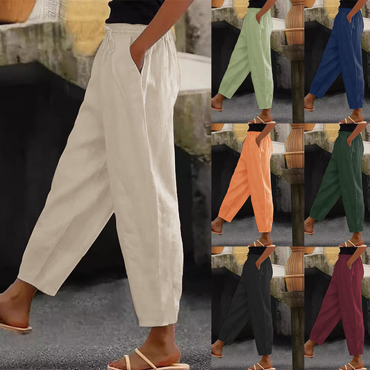 😍💕50% zľava💕【40-120kg】Dámske ležérne nohavice z bavlny a ľanu ✅Platba pri doručení