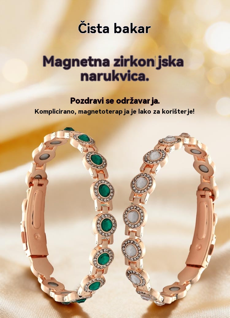 🎁 50% popusta✨✨--Moderna luksuzna magnetska narukvica od legure, magnetska narukvica izrađena od čistog bakra i kubnog cirkonija ✅️ Plaćanje pouzećem