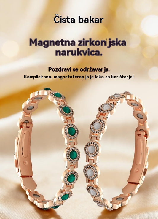 🎁 50% popusta✨✨--Moderna luksuzna magnetska narukvica od legure, magnetska narukvica izrađena od čistog bakra i kubnog cirkonija ✅️ Plaćanje pouzećem