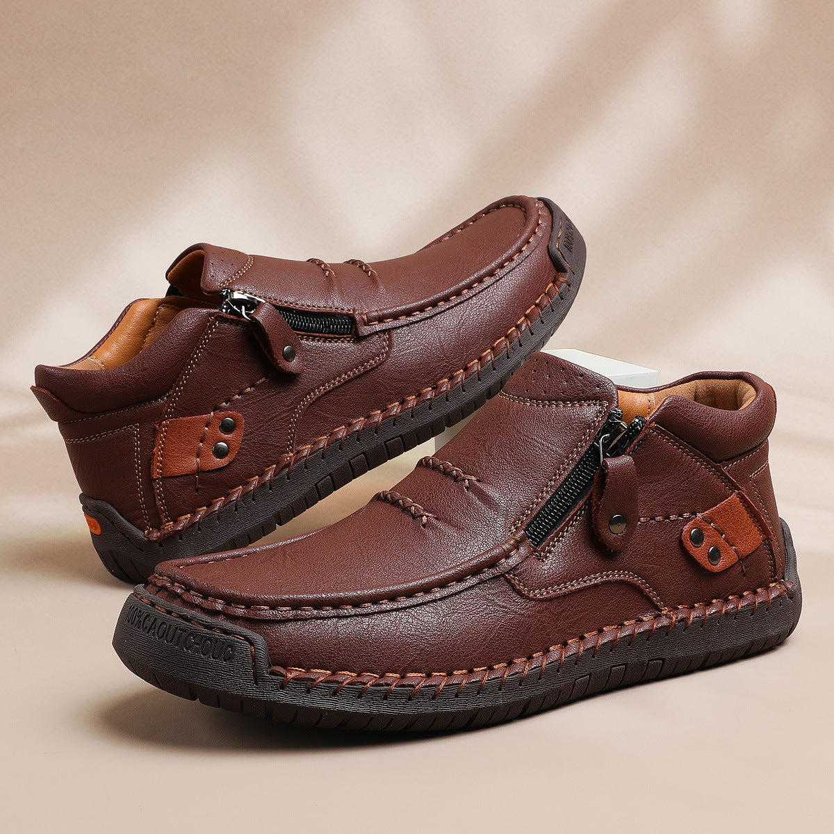 👞 Плащане при доставка✅️【38-48】Мъжки шофьорски ботуши, изработени от висококачествена кожа, ръчно изработени, неплъзгащи се - широка предна част, опора на свода