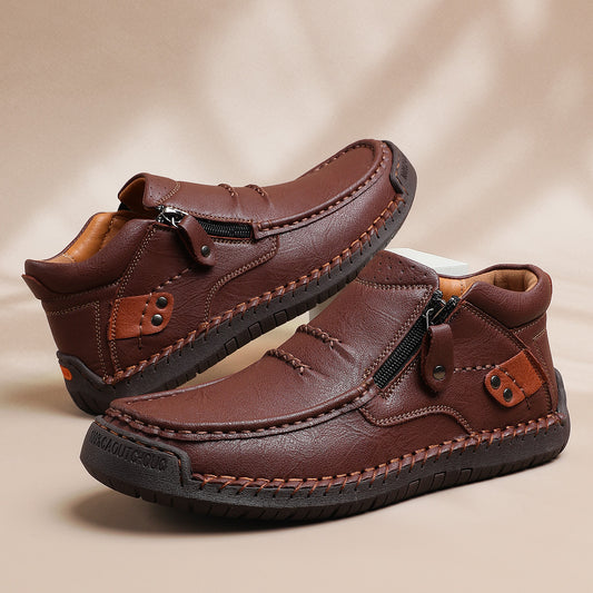 👞 Плащане при доставка✅️【38-48】Мъжки шофьорски ботуши, изработени от висококачествена кожа, ръчно изработени, неплъзгащи се - широка предна част, опора на свода