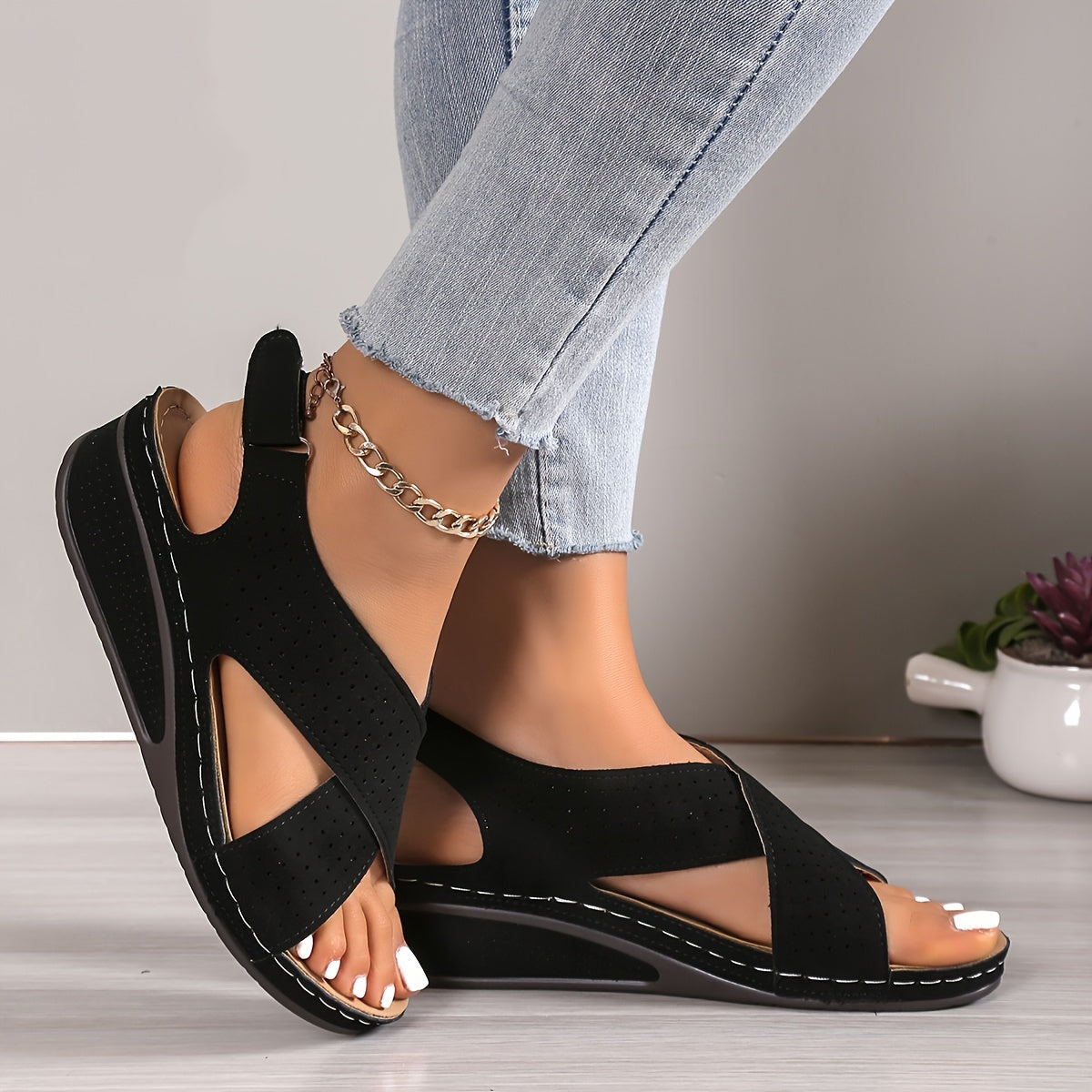 ✨👡 50% отстъпка🔥【35-43】 Дамски сандали с дебели подметки, в големи размери ✅️Плащане при доставка