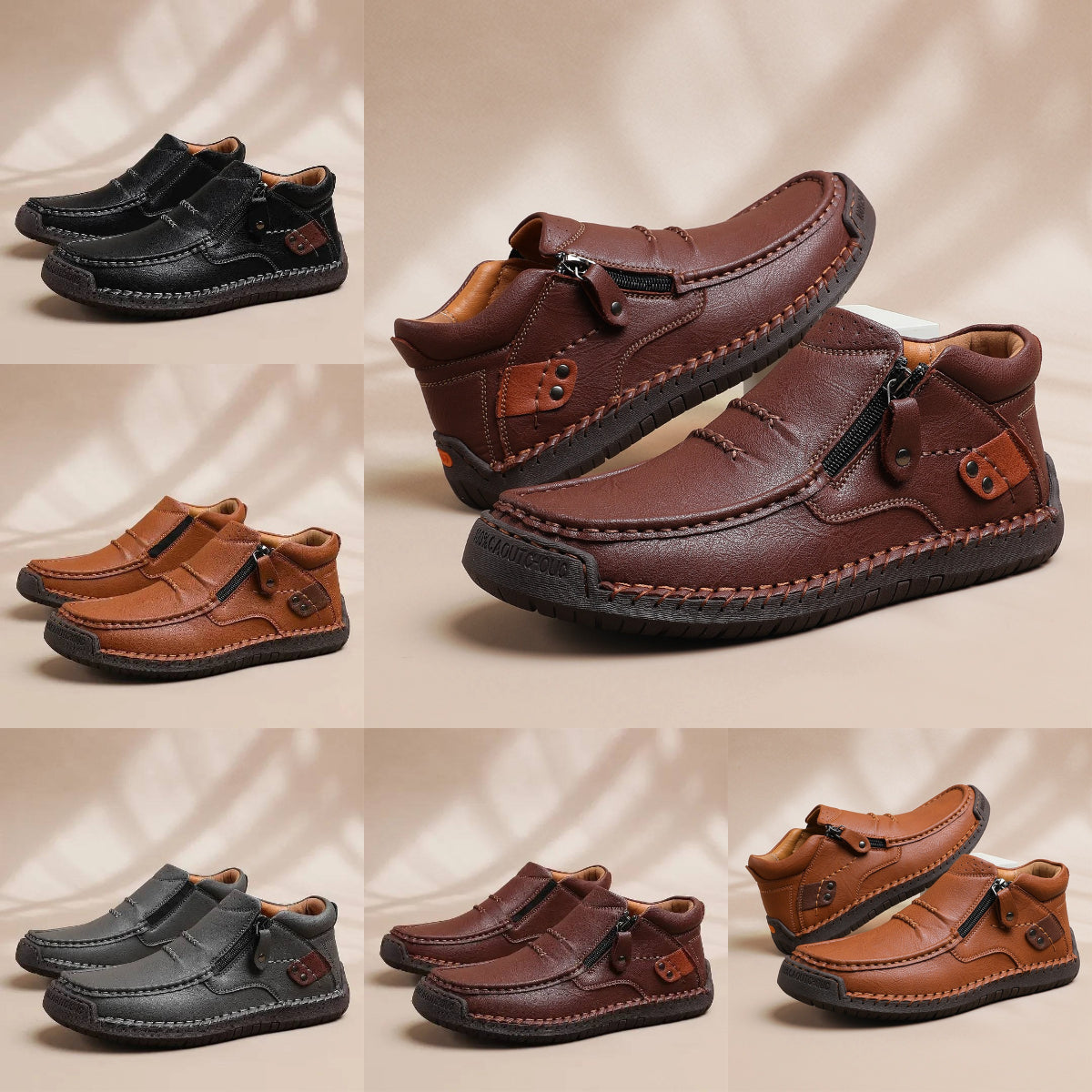 👞 Плащане при доставка✅️【38-48】Мъжки шофьорски ботуши, изработени от висококачествена кожа, ръчно изработени, неплъзгащи се - широка предна част, опора на свода