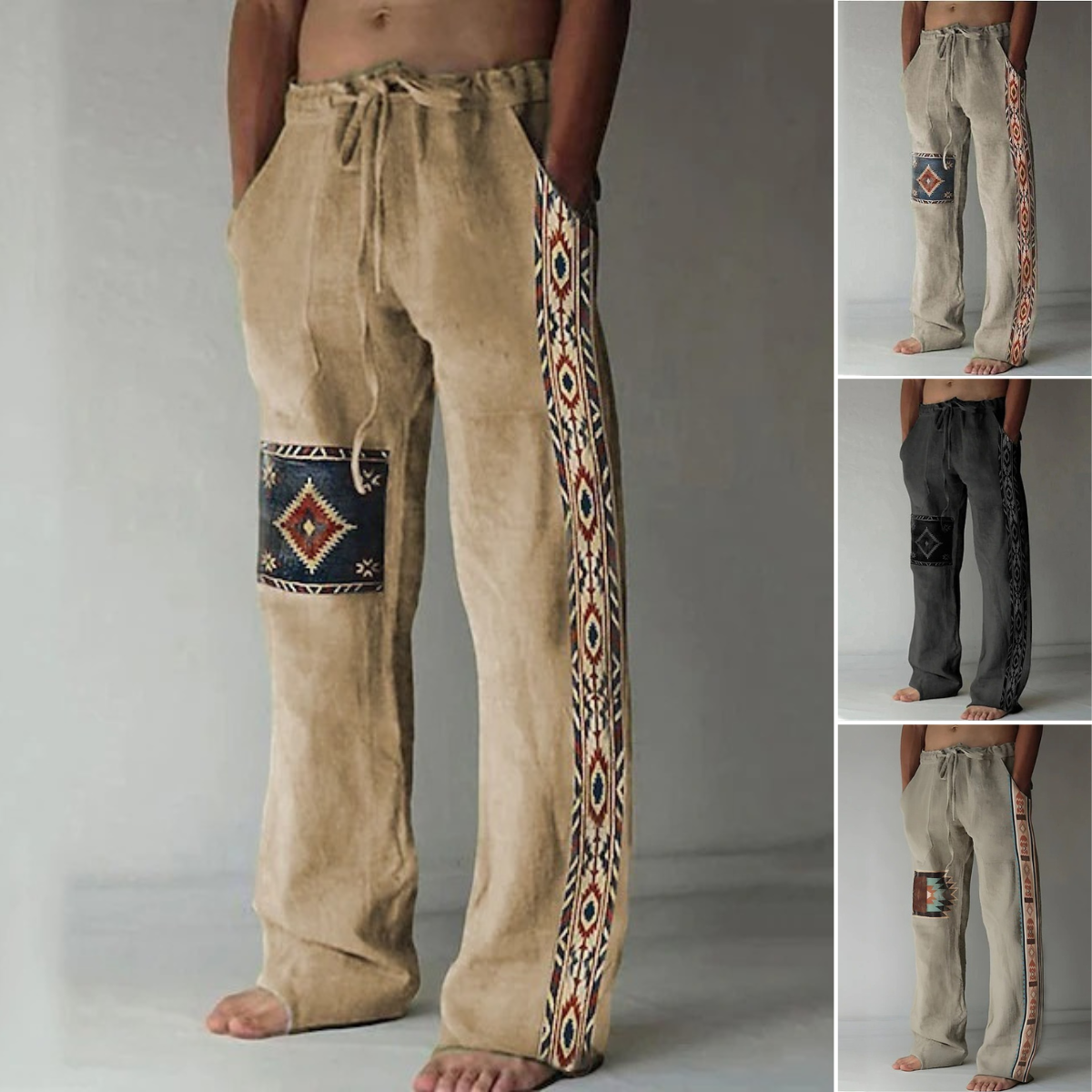 🔥👖【10 цвята✨】【40-130kg】Мъжки широки панталони от памук и лен, големи размери, в ежедневен бохемски стил ✅️Плащане при доставка
