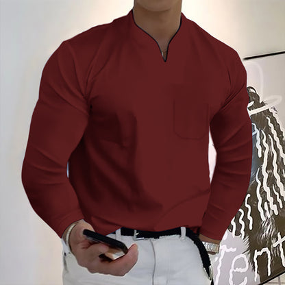 👔🔥【40-120 kg】Męska koszulka sportowa z długim rękawem i dekoltem w serek, bawełniana ✅️Płatność przy odbiorze ✅2 artykuły ze zniżką 70%