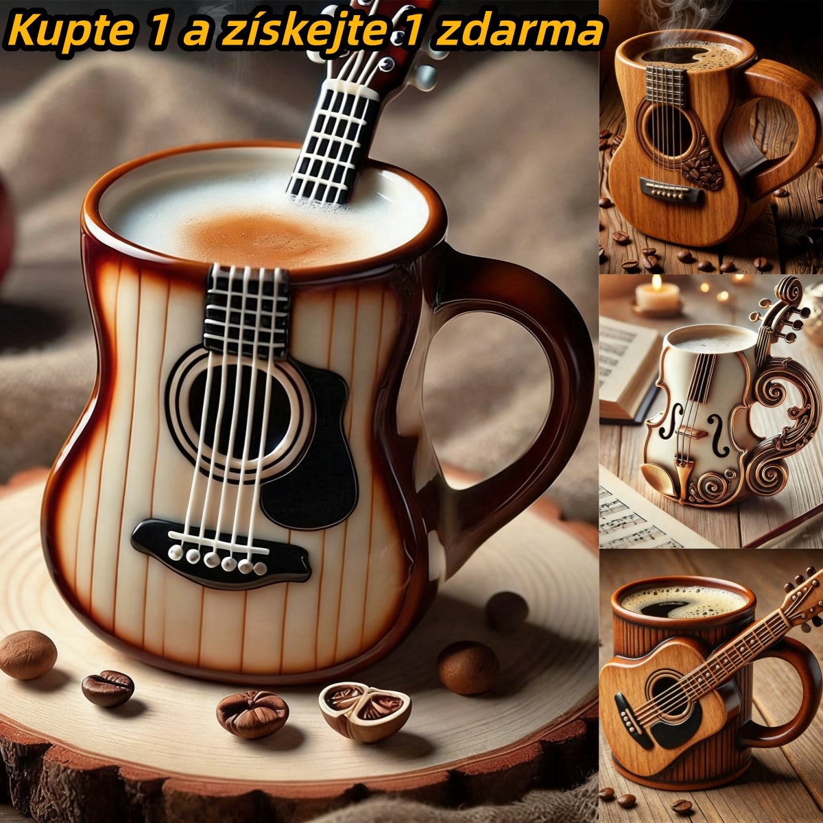 🎻☕️【50% отстъпка 🔥】Творческа музикална инструментална чаша за кафе с форма на декорация за дома от смола за занаяти ✅️Плащане при доставка