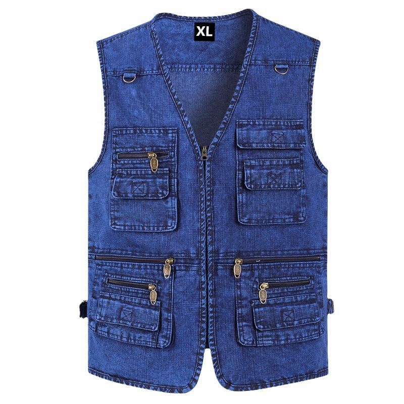 🔥 【Nueva Colección -50%】Chaleco vaquero para hombre con muchos bolsillos 【XL–7XL】 – Duradero, transpirable y cómodo ✅Pago contra entrega ✅2 artículos con un 70% de descuento