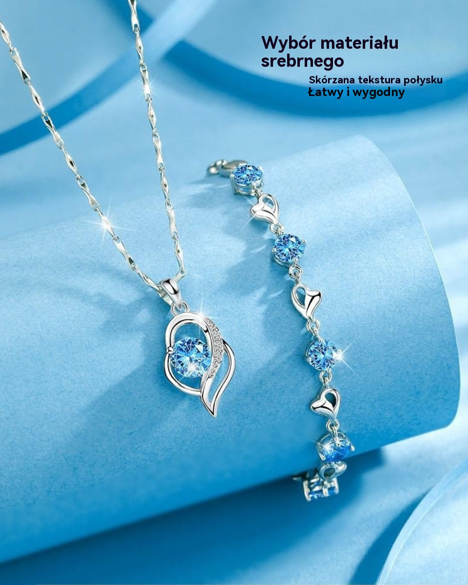 ✨✨【Kup 1, otrzymaj 1 gratis】💎💎Zestaw bransoletki i naszyjnika ze srebra 925 – Heart of the Ocean ✅️Płatność przy odbiorze ✅️2 artykuły ze zniżką 70%