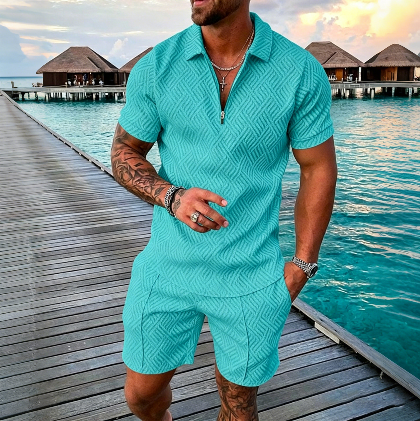 😎 50% zniżki🔥【Góra + Spodnie】 (40-130 kg) Męski codzienny zestaw polo z nadrukiem 3D i zamkiem błyskawicznym ✅️Płatność przy odbiorze ✅️2 artykuły z 70% zniżką