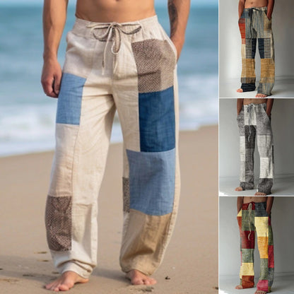 🔥👖【10 цвята✨】【40-130kg】Мъжки широки панталони от памук и лен, големи размери, в ежедневен бохемски стил ✅️Плащане при доставка