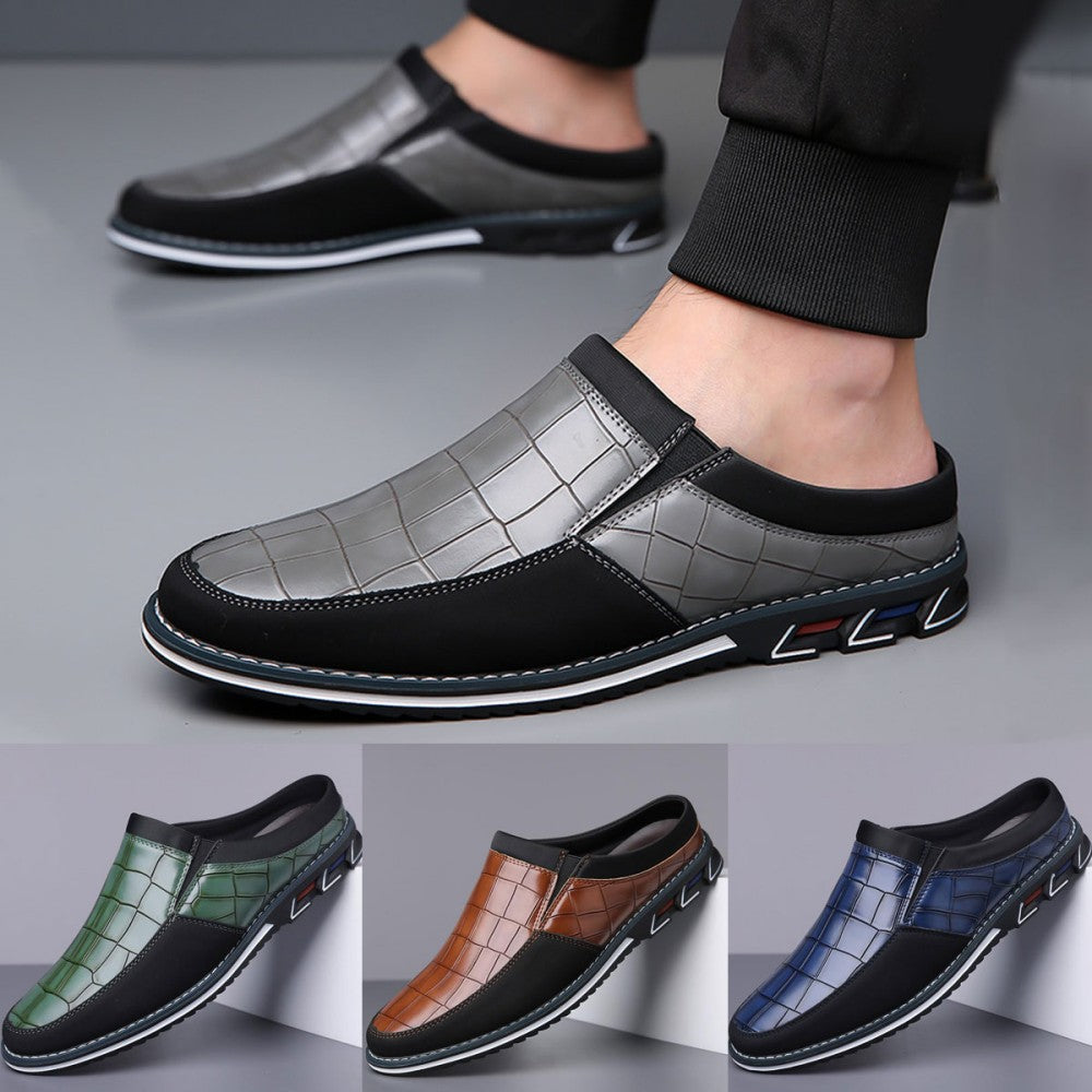 👞Плащане при доставка✅️【38-50】Пълен размер Най-продавани мъжки кожени чехли до средата на прасеца, удобни и дишащи