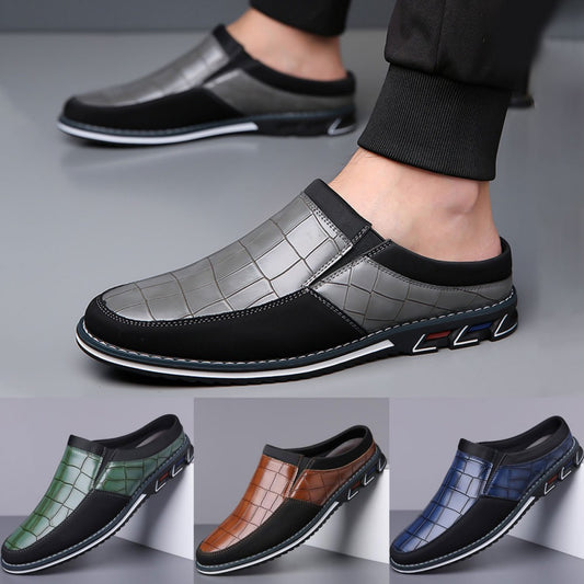 👞Плащане при доставка✅️【38-50】Пълен размер Най-продавани мъжки кожени чехли до средата на прасеца, удобни и дишащи