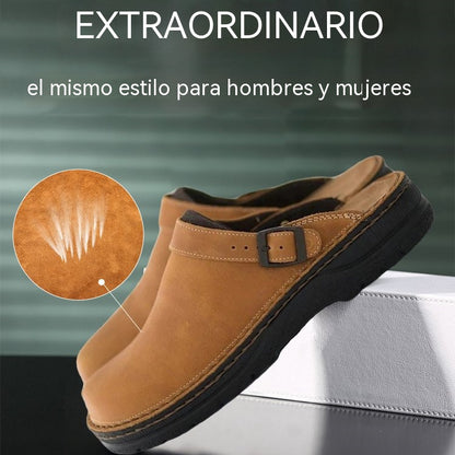 👞 Pago contra entrega✅【38-48】Pantuflas de cuero natural, suela suave, muy cómodas de llevar ✅Unisex ✅2 unidades con un 70% de descuento