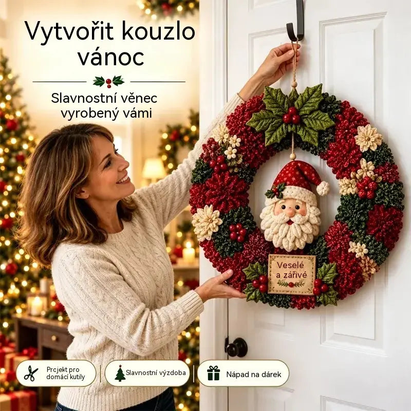 ⏰ POSLEDNÍ DEN! Sleva 50 % ✨ Vytvořte si vánoční věnec, na který budete hrdí 🎄❤️ Sada na tvoření (technika vkládání látky do 3D základu) včetně návodu a průvodce.