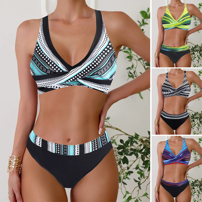 👙Nuevo producto con descuento - 50%🔥【40-120kg】Bikini de dos piezas de talle alto a rayas, tallas grandes ✅Pago contra entrega ✅2 artículos con 70% de descuento