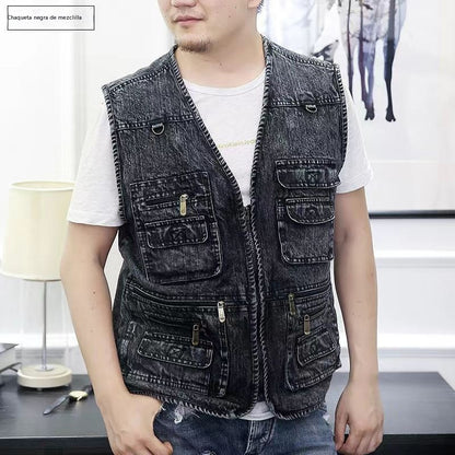 🔥 【Nueva Colección -50%】Chaleco vaquero para hombre con muchos bolsillos 【XL–7XL】 – Duradero, transpirable y cómodo ✅Pago contra entrega ✅2 artículos con un 70% de descuento