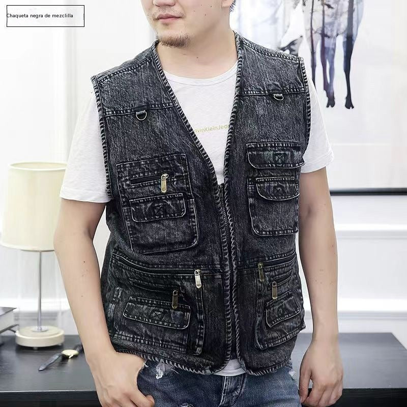 🔥 【Nueva Colección -50%】Chaleco vaquero para hombre con muchos bolsillos 【XL–7XL】 – Duradero, transpirable y cómodo ✅Pago contra entrega ✅2 artículos con un 70% de descuento