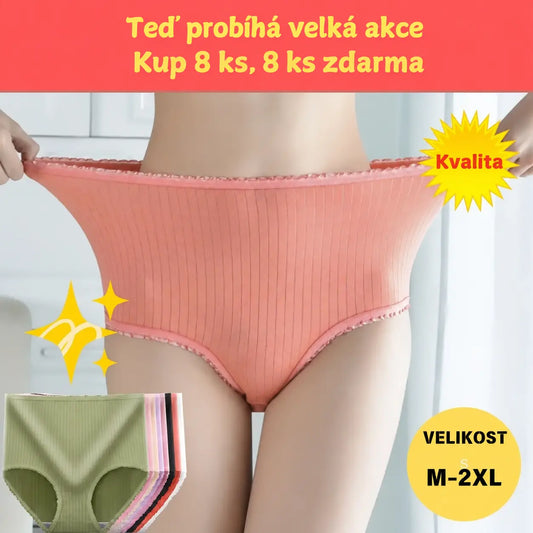 【🔥Kupte 4 kusy, dostanete 4 kusy zdarma】Dámské spodní prádlo v nadměrných velikostech – voděodolné, antibakteriální, s vysokým pasem