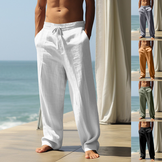 🌿👖 2 artykuły z 70% rabatem✅️【40-100 kg】Męskie letnie lniane spodnie dresowe z prostymi nogawkami, duży rozmiar, luźne i oddychające ✅️Płatność przy odbiorze