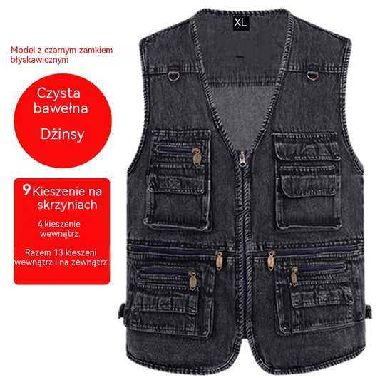 🔥 【Nowa kolekcja -50%】Męska kamizelka jeansowa z wieloma kieszeniami 【XL–7XL】 – Wytrzymała, oddychająca i wygodna ✅Płatność przy odbiorze ✅2 artykuły z 70% rabatem