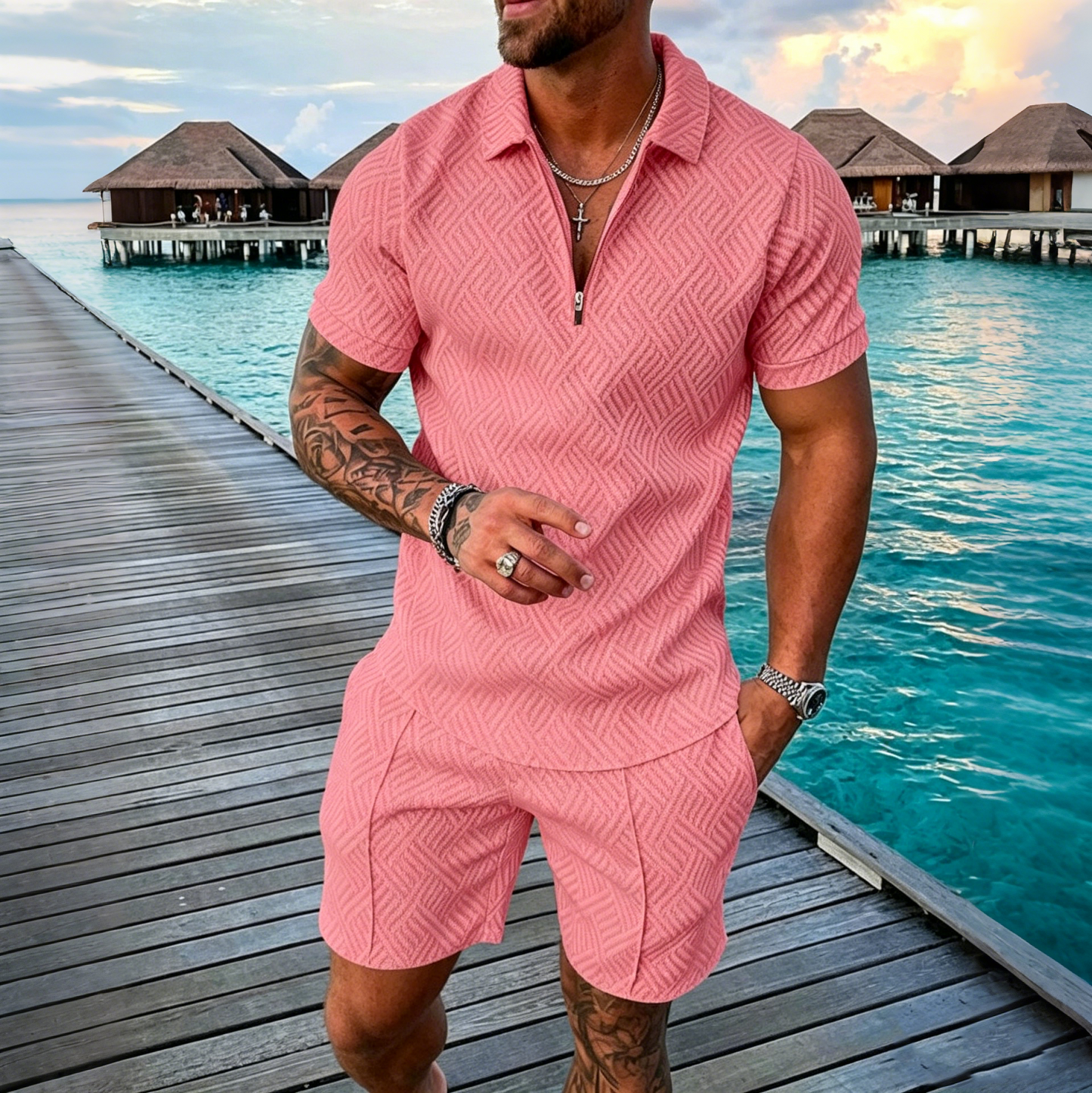 😎 50% popusta🔥【Majica + hlače】 (40-130 kg) Muški dnevni set polo majica s 3D printom i patentnim zatvaračem ✅️Plaćanje pouzećem ✅️2 artikla uz 70% popusta