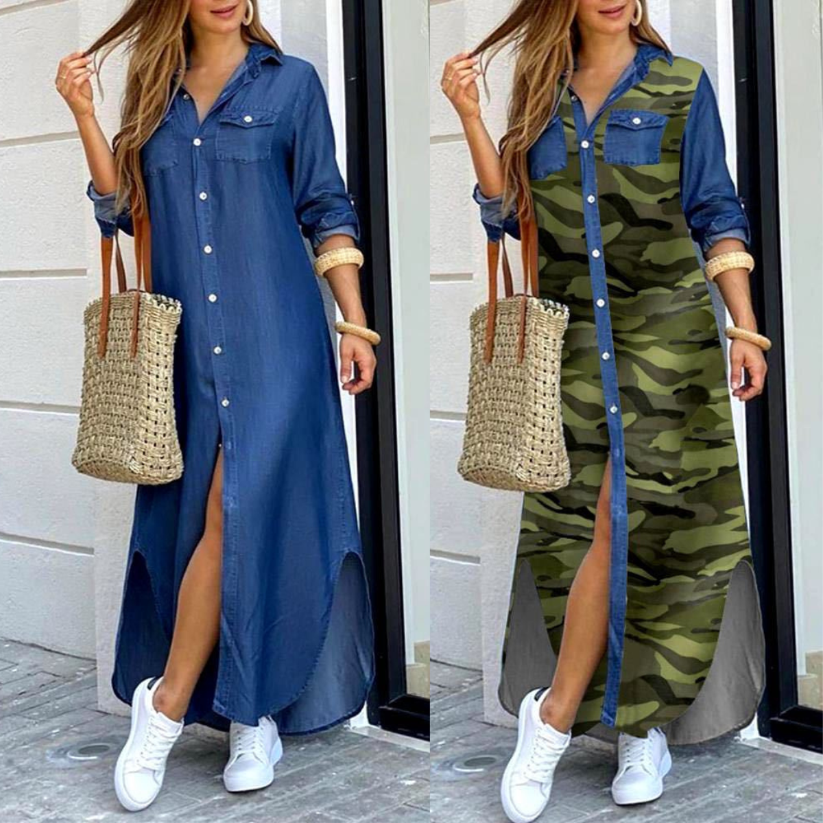 💃💖 50% отстъпка🔥【40-120 кг】Нова рокля-риза с дълъг ръкав, големи размери, модерен стил ✅️Плащане при доставка