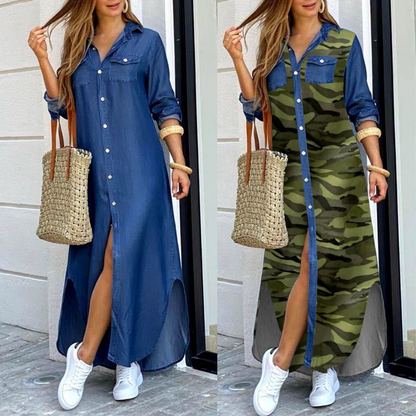 💃💖 50% отстъпка🔥【40-120 кг】Нова рокля-риза с дълъг ръкав, големи размери, модерен стил ✅️Плащане при доставка