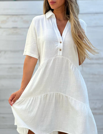 👗 50% отстъпка🔥【40-130kg】Висококачествена, лека и дишаща стилна рокля с яка на изправена талия. ✅Плащане при доставка ✅2 артикула със 70% отстъпка