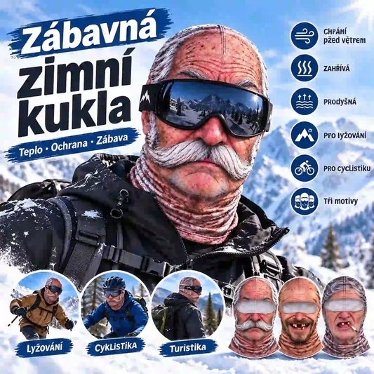 😎3D zábavná a teplá obličejová maska pro zimní outdoorové sporty