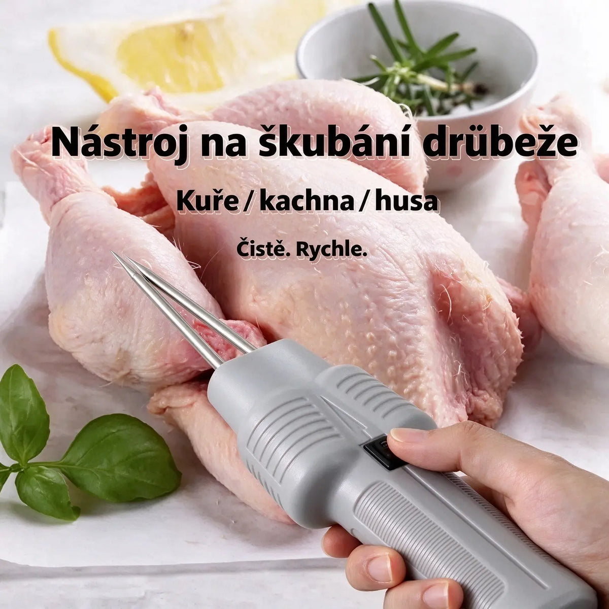 🐓🦆Přenosný elektrický škubák peří pro kuřata, kachny, husy a drůbež (USB nabíjení)