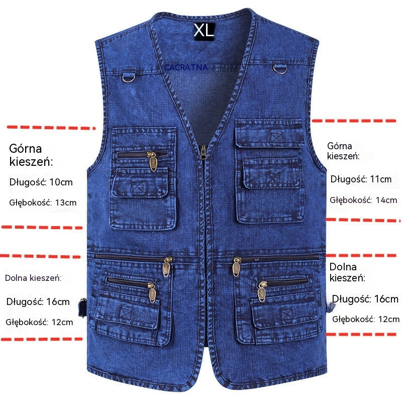 🔥 【Nowa kolekcja -50%】Męska kamizelka jeansowa z wieloma kieszeniami 【XL–7XL】 – Wytrzymała, oddychająca i wygodna ✅Płatność przy odbiorze ✅2 artykuły z 70% rabatem