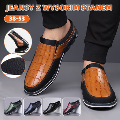 👞Плащане при доставка✅️【38-50】Пълен размер Най-продавани мъжки кожени чехли до средата на прасеца, удобни и дишащи