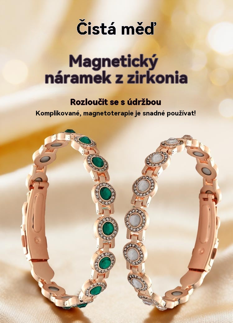 🎁 Sleva 50%✨✨--Moderní luxusní náramek z magnetické slitiny, magnetický náramek vyrobený z čisté mědi a kubického zirkonia ✅️Platba při doručení