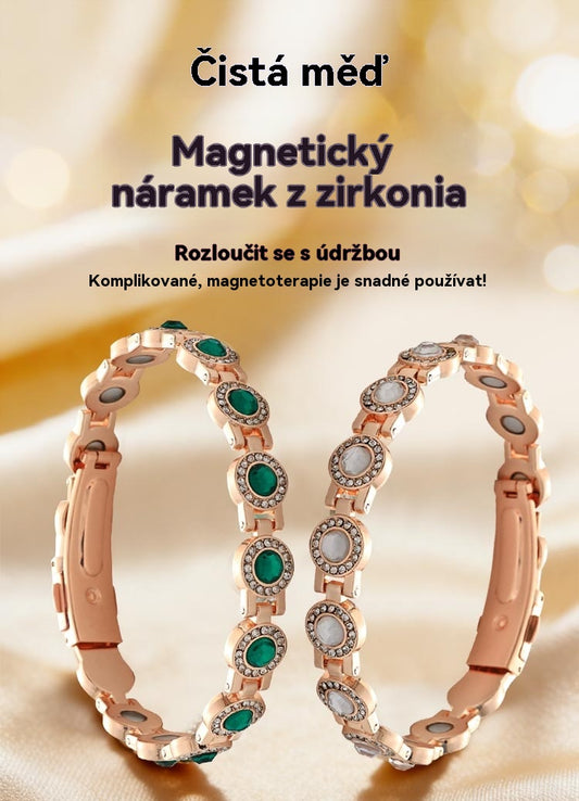 🎁 Sleva 50%✨✨--Moderní luxusní náramek z magnetické slitiny, magnetický náramek vyrobený z čisté mědi a kubického zirkonia ✅️Platba při doručení