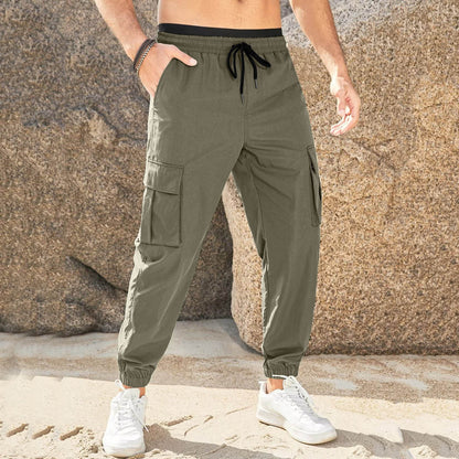 👖 Плащане при доставка✅️【40-100 кг】Мъжки ежедневни работни панталони, устойчиви на износване, в големи размери, с еластична талия и връзки