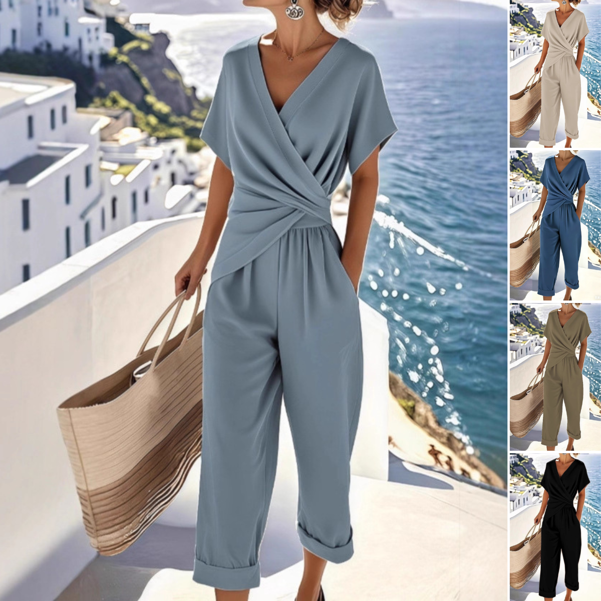 ✨👘【40-120 kg】Nowoczesny komplet z krótkim rękawem w jednolitym kolorze o niestandardowym kroju ✅Płatność przy odbiorze ✅2 sztuki z 70% rabatem
