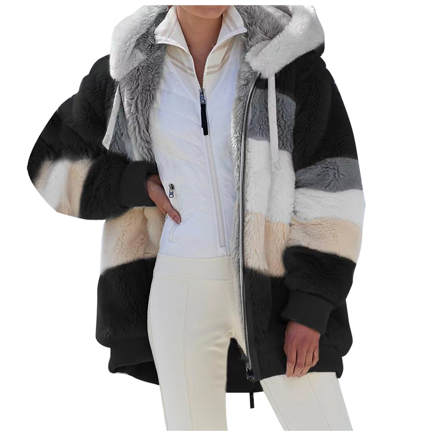 ☃️Ограничена оферта 35%❄️【S-5XL】Ново дамско зимно яке 2025, плътно с плюшени райета