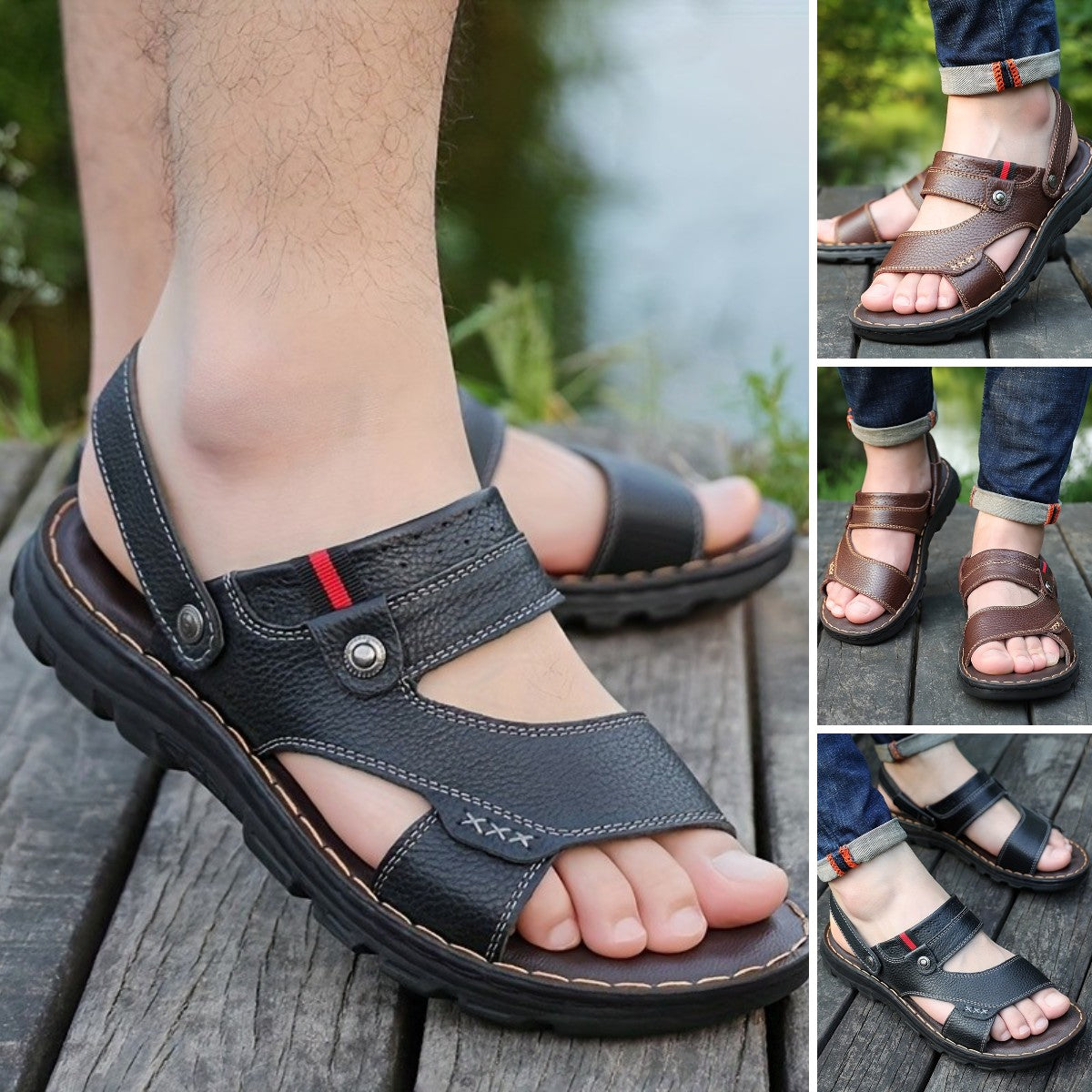 👞 50% отстъпка🔥 Мъжки летни сандали от естествена кожа с двойна употреба ✅️Плащане при доставка