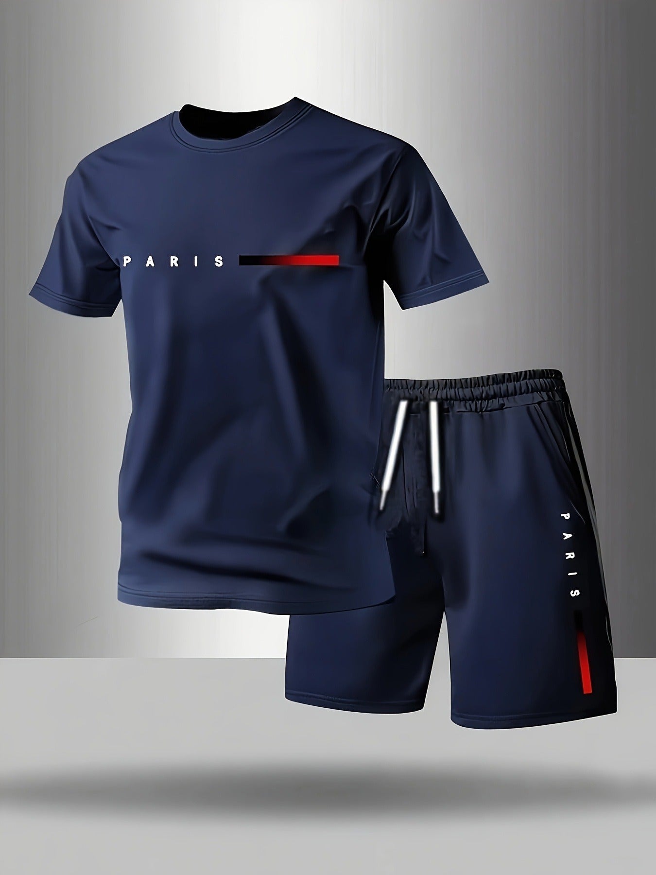 🔥👌【Pago contra entrega✅】Conjunto deportivo de verano de dos piezas para hombre: camiseta de manga corta y pantalones cortos cómodos, ideales para el uso diario y para estar en casa de forma informal.