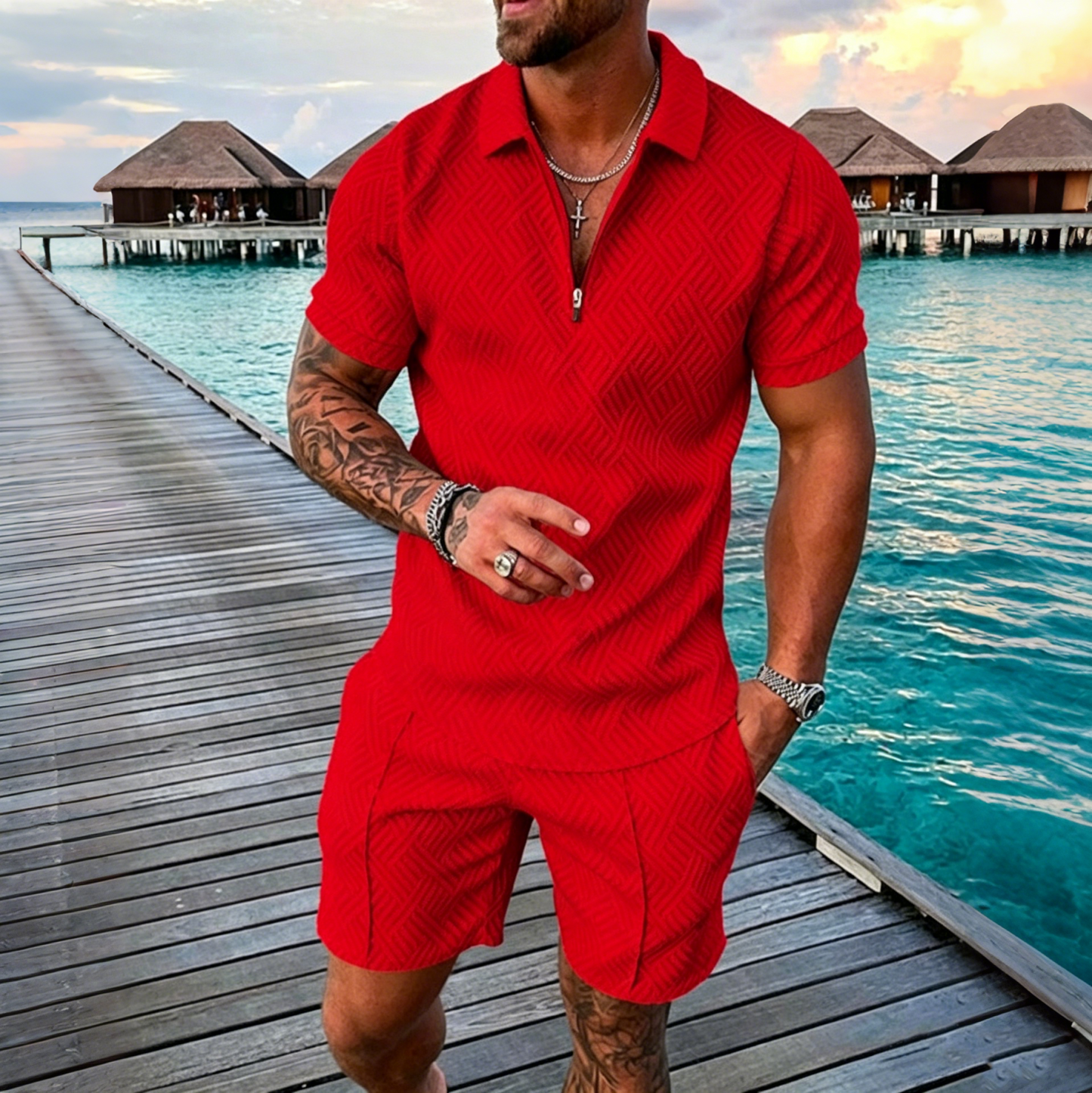 😎 50% popusta🔥【Majica + hlače】 (40-130 kg) Muški dnevni set polo majica s 3D printom i patentnim zatvaračem ✅️Plaćanje pouzećem ✅️2 artikla uz 70% popusta