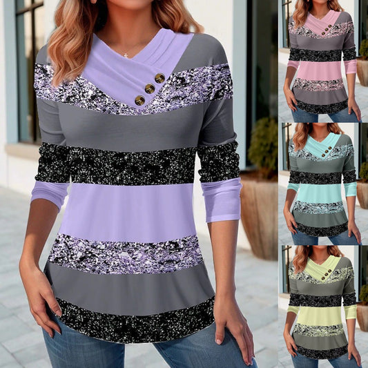 👚 50% zniżki 🔥【S-5XL】Nowy damski top na jesień i zimę w kontrastowych kolorach, z dekoltem w serek i długimi rękawami ✅️Płatność gotówką przy odbiorze