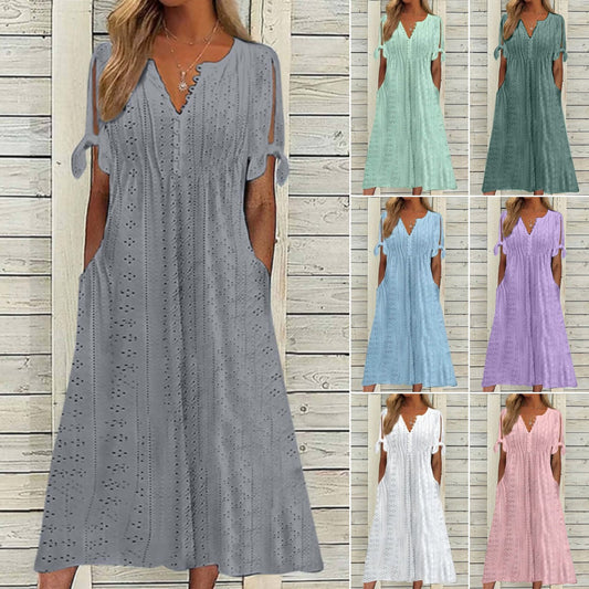 💋 Más vendido🏆【40-120 kg】Vestido sencillo de talla grande para mujer, de color liso, corte holgado e informal ✅️ Pago contra entrega