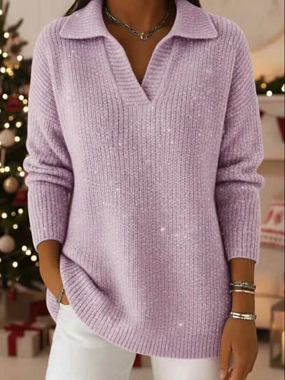🔥50% sleva🔥【S-3XL】Nový dámský módní a elegantní pletený svetr s výstřihem do V a vzorem hvězdné oblohy
