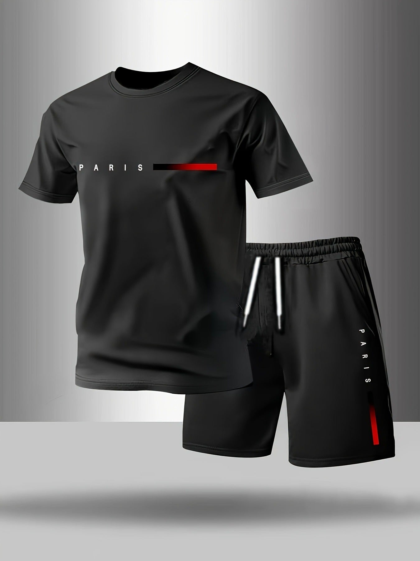 🔥👌【Pago contra entrega✅】Conjunto deportivo de verano de dos piezas para hombre: camiseta de manga corta y pantalones cortos cómodos, ideales para el uso diario y para estar en casa de forma informal.